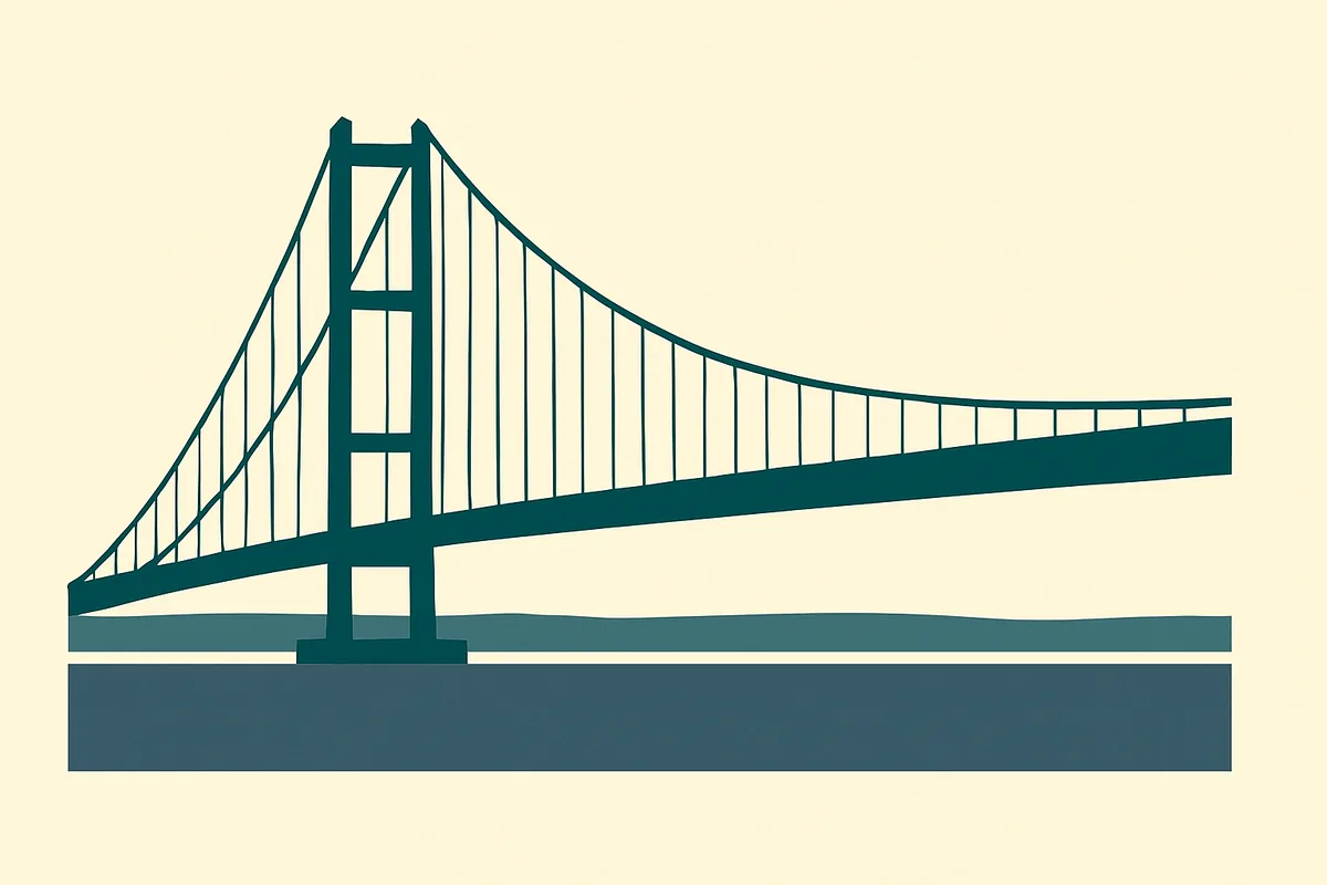 A flat illustration of the Humber Bridge.