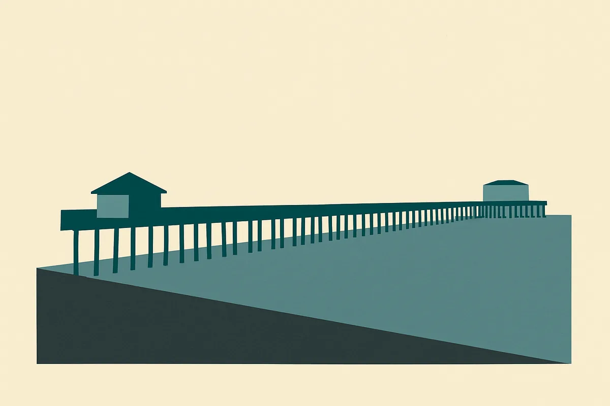 A flat illustration of Southend Pier.