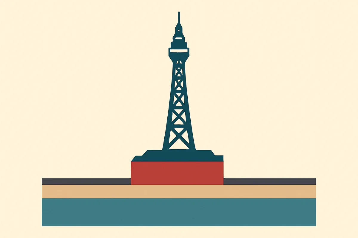 A flat illustration of Blackpool Tower.