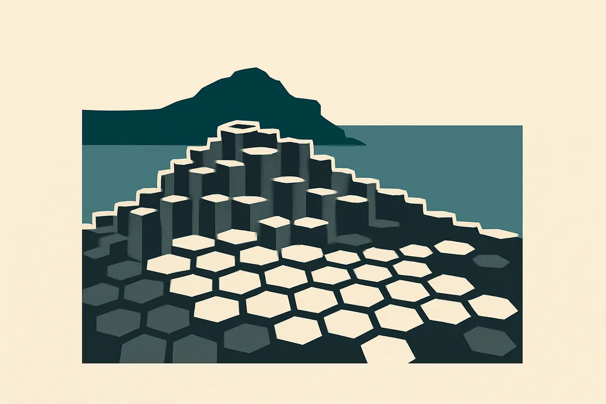 A flat illustration of the Giant's Causeway.