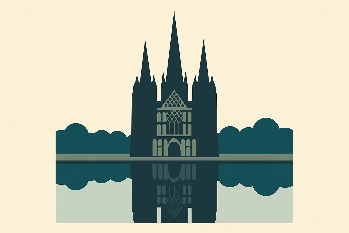 A flat illustration of Lichfield Cathedral.