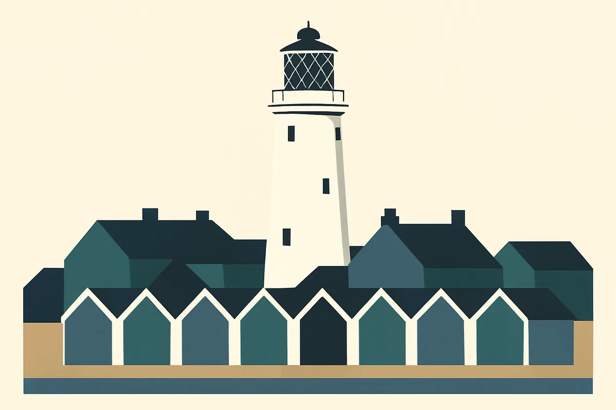 A flat illustration of Southwold lighthouse.
