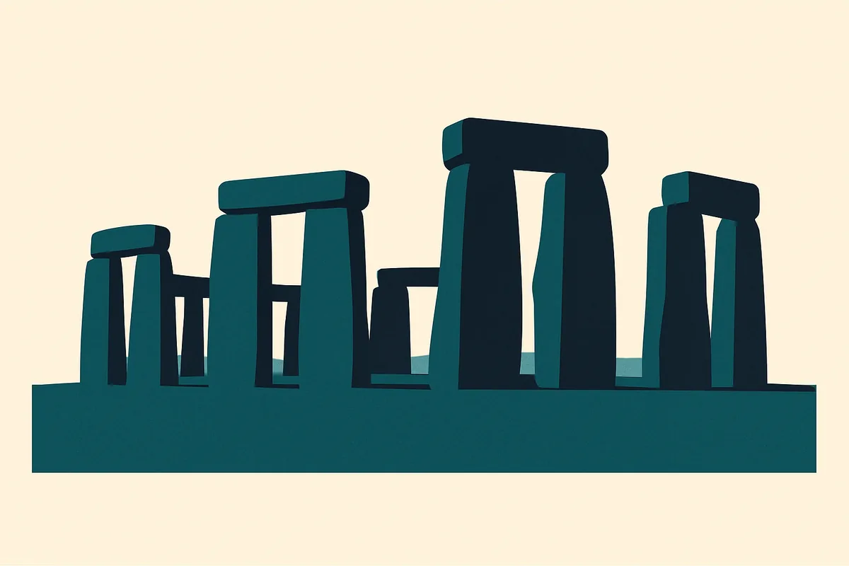A flat illustration of Stonehenge.
